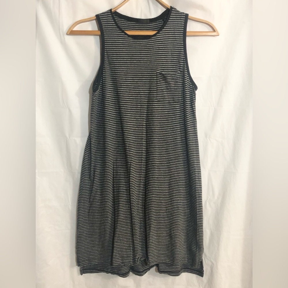ATM Striped Shirt Dress Sz S/P Made in Peru High Low Sleeveless Comfy Stretchy